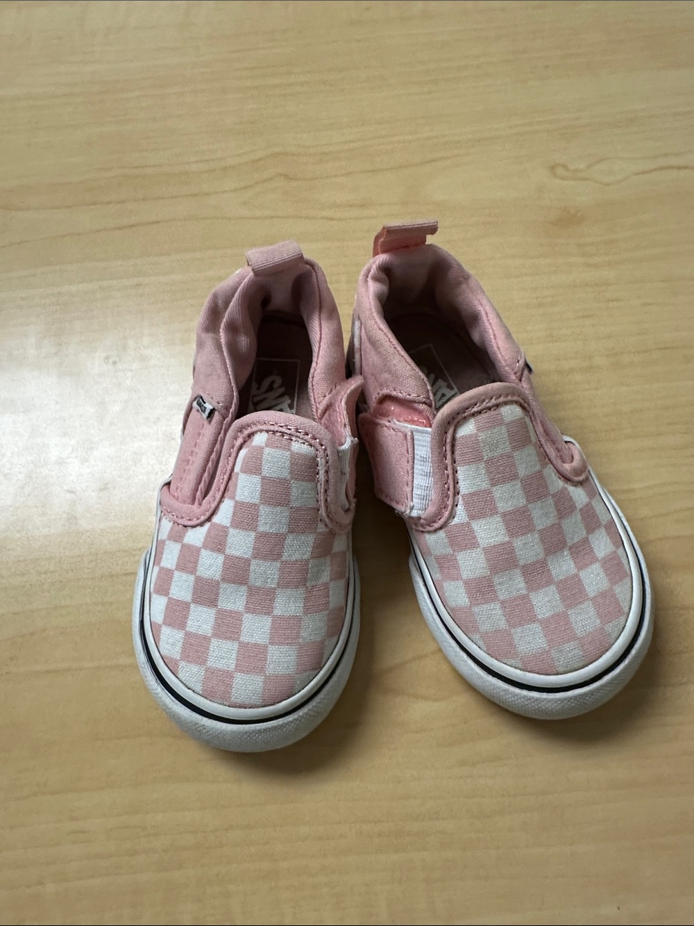 Vans Kids Slip-On Checkerboard Sneakers - Light Pink & White